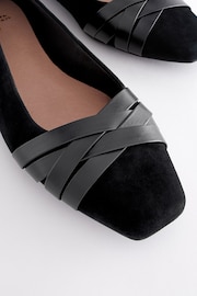 Black Forever Comfort® Leather Square Toe Ballerina Shoes - Image 2 of 5