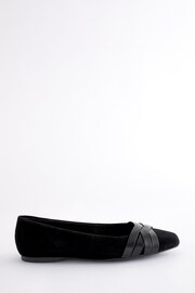 Black Forever Comfort® Leather Square Toe Ballerina Shoes - Image 3 of 5