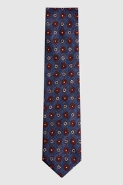 Reiss Indigo Sun Floral Medallion Silk Tie - Image 4 of 5