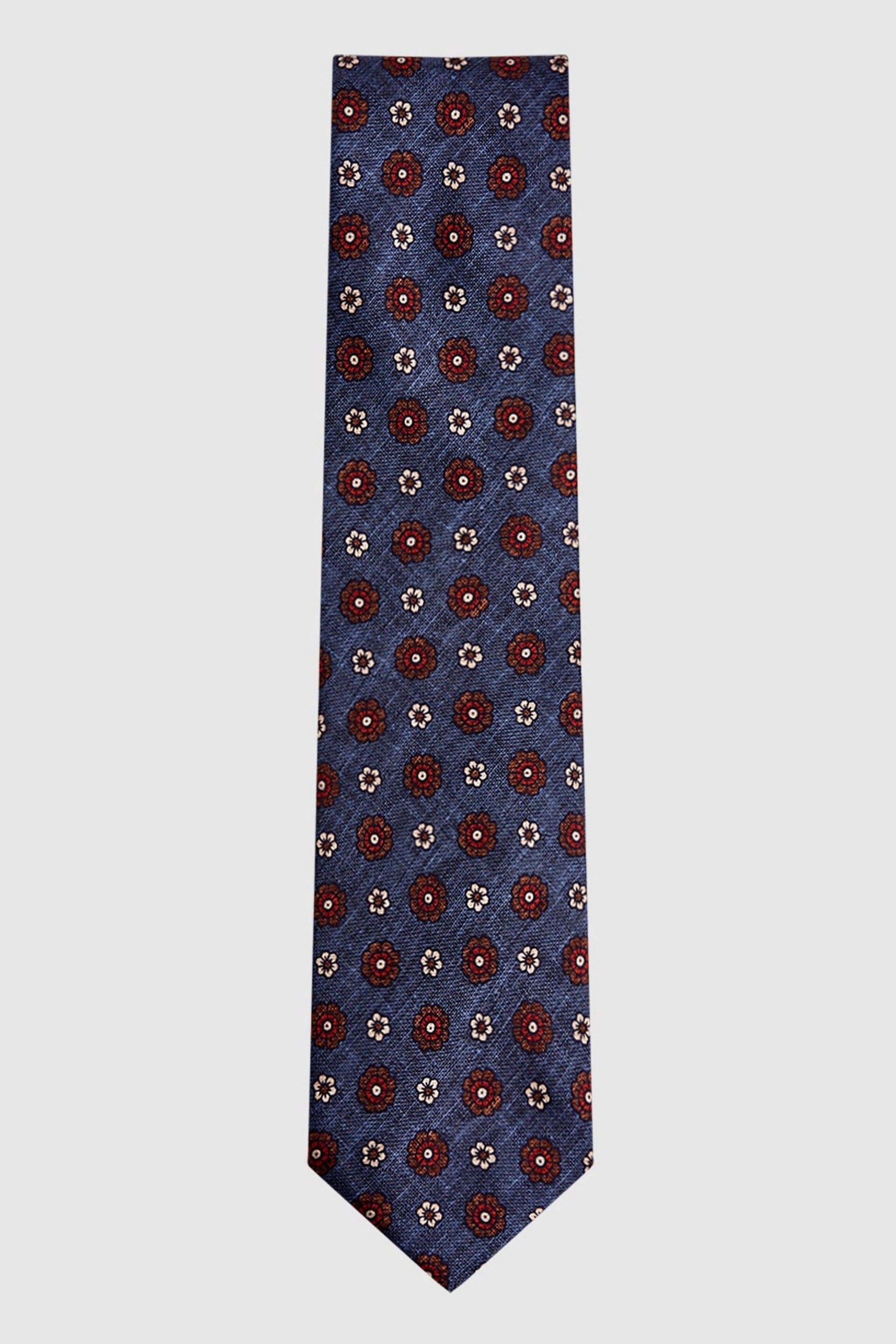 Reiss Indigo Sun Floral Medallion Silk Tie - Image 4 of 5