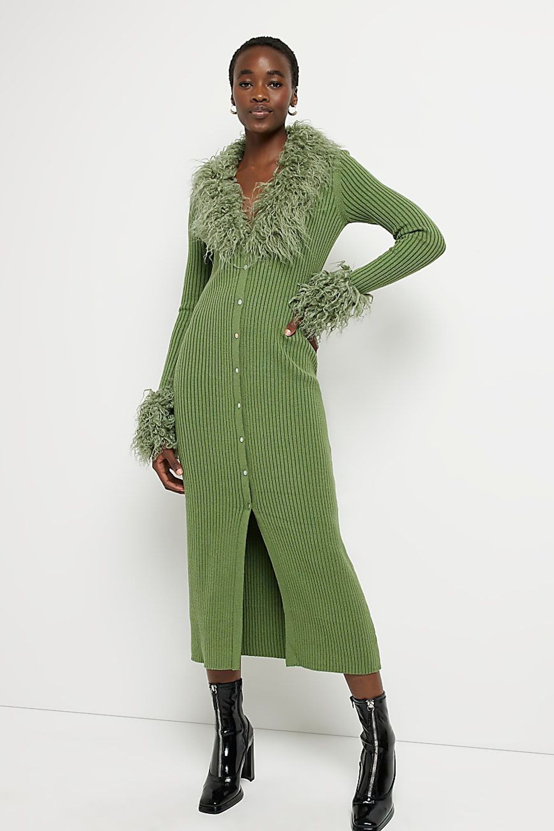 Midi dress with long cardigan hotsell