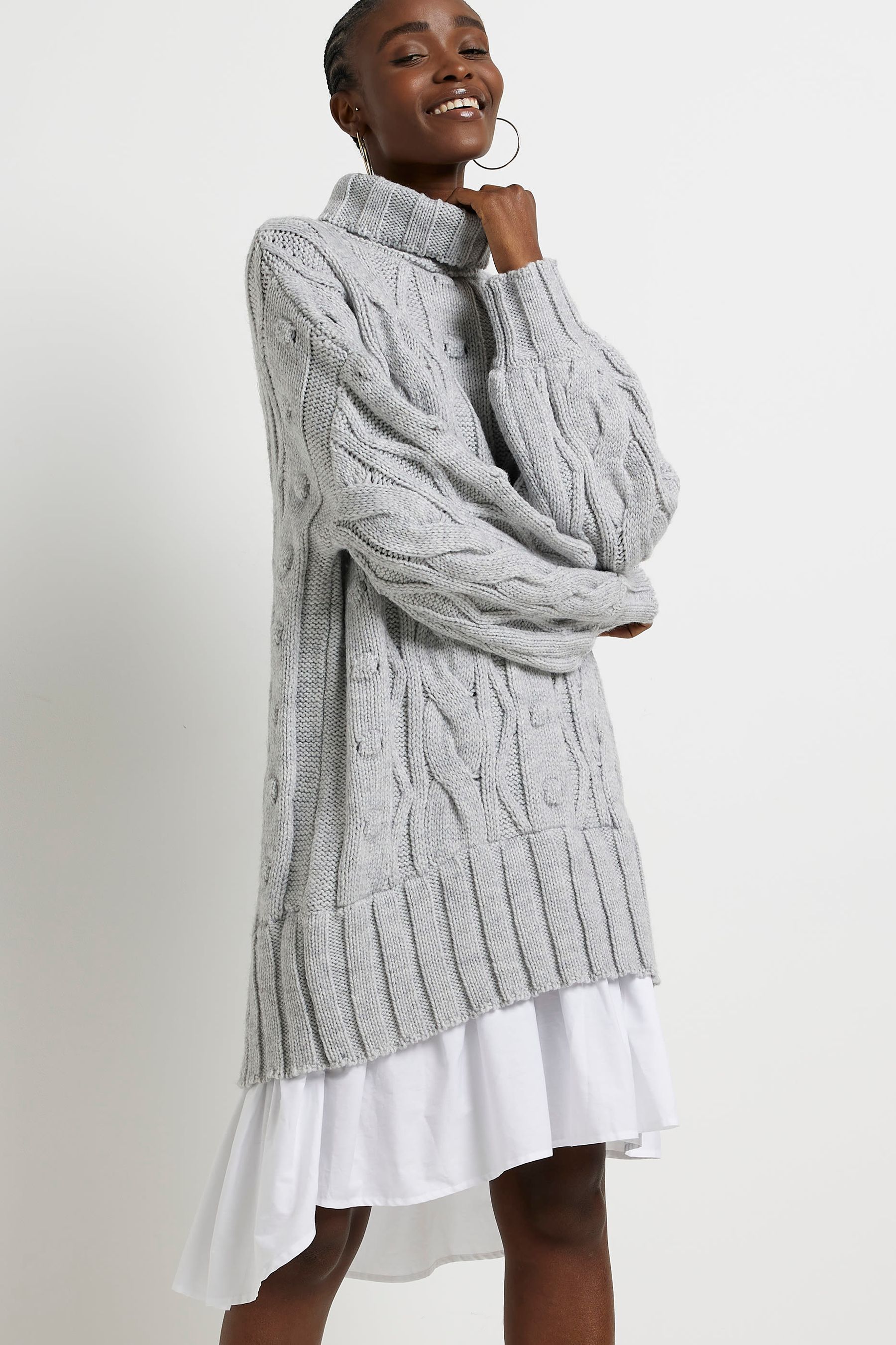 River island grey jumper dress hotsell