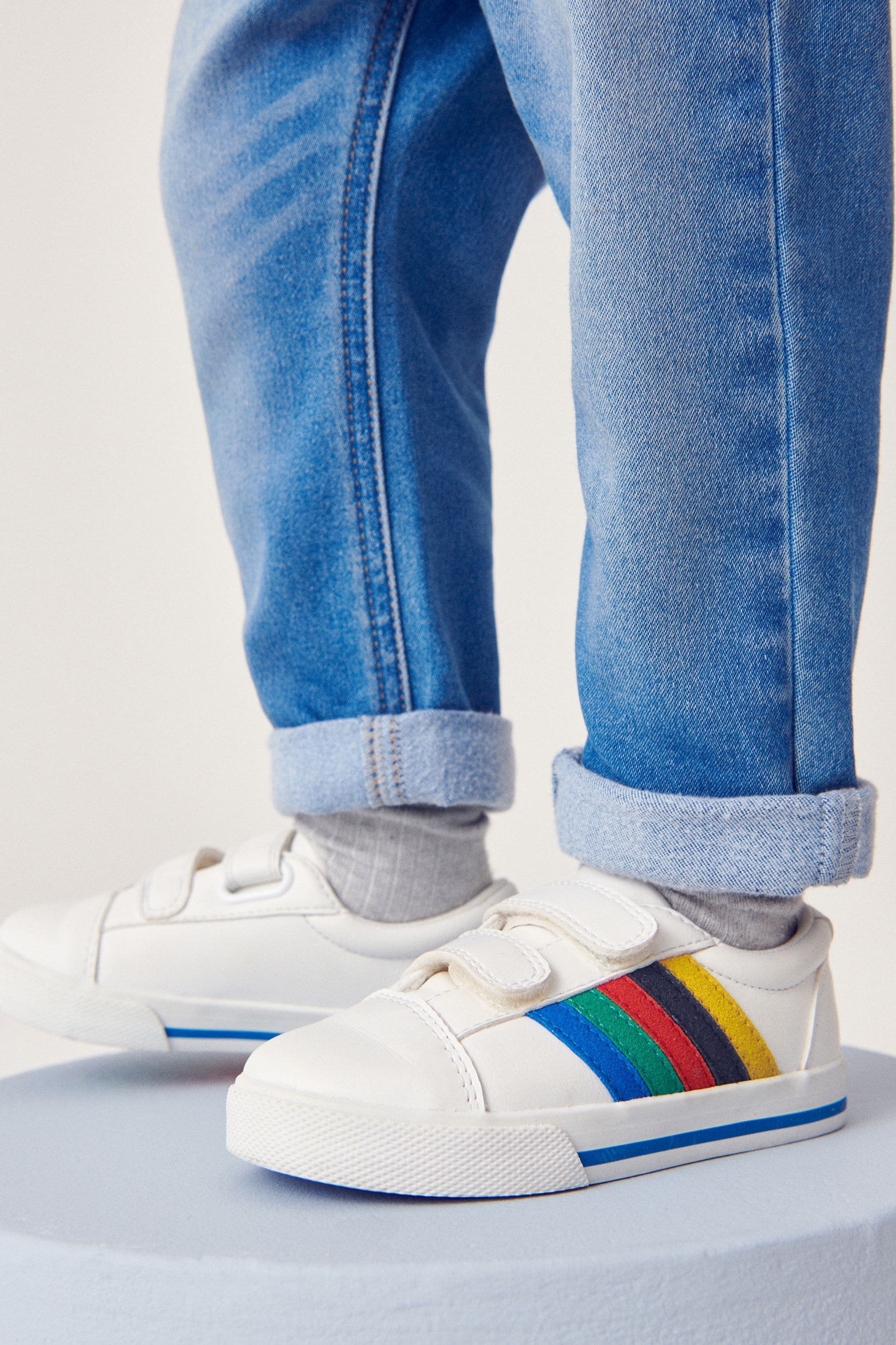 Buy White Rainbow Stripe Standard Fit F Strap Touch Fastening Shoes from Next Luxembourg