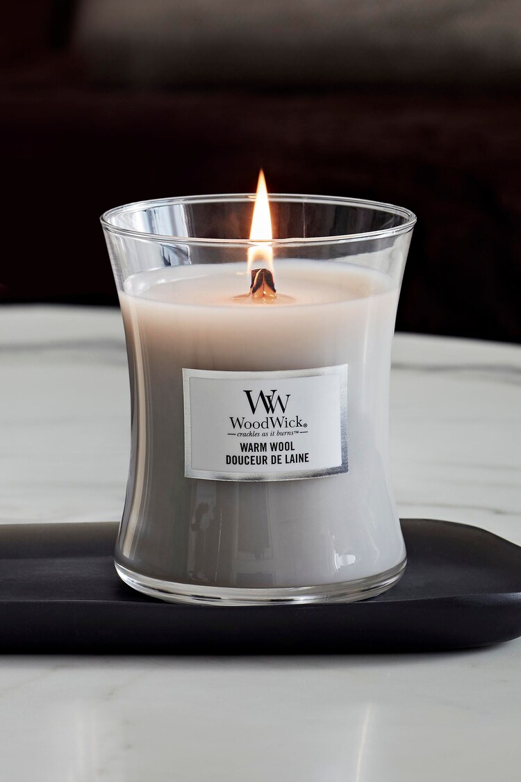 Woodwick Cream Medium Hourglass Warm Wool Candle - Image 1 of 2