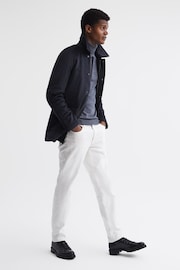 Reiss Navy Mandarin Zip Through Cashmere Coat - Image 3 of 6