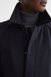 Reiss Navy Mandarin Zip Through Cashmere Coat - Image 4 of 6