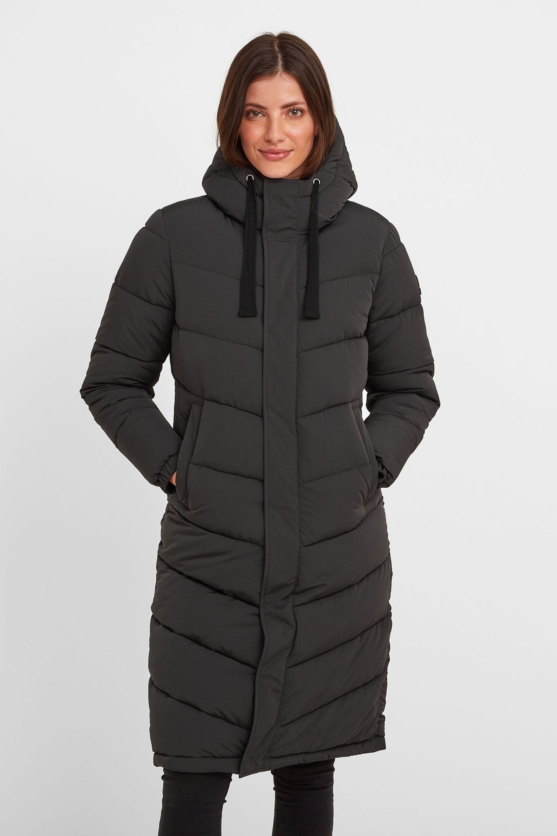 Womens long black bubble coat on sale