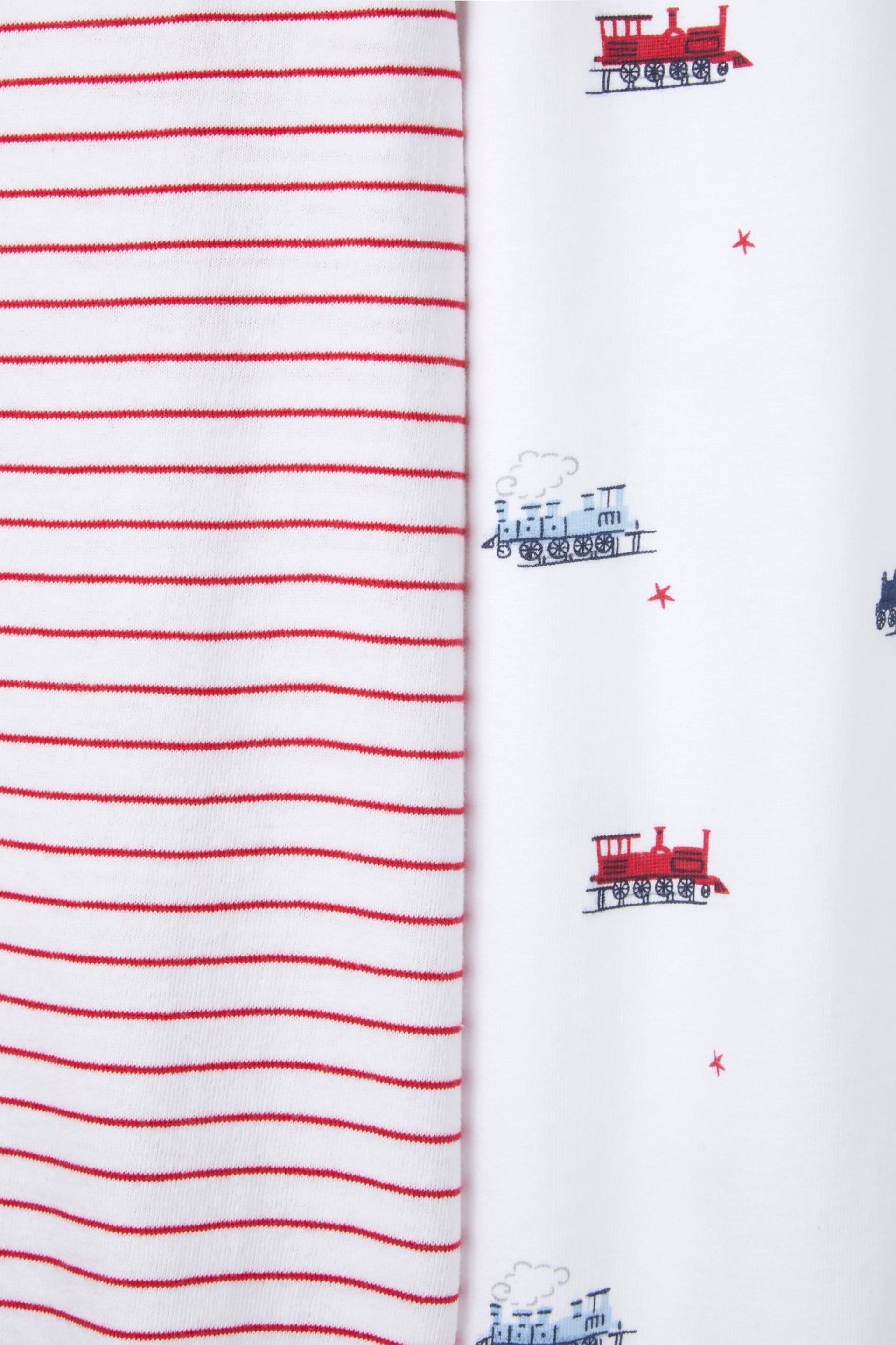 The White Company Train & Stripe White Pyjamas 2 Set - Image 4 of 4