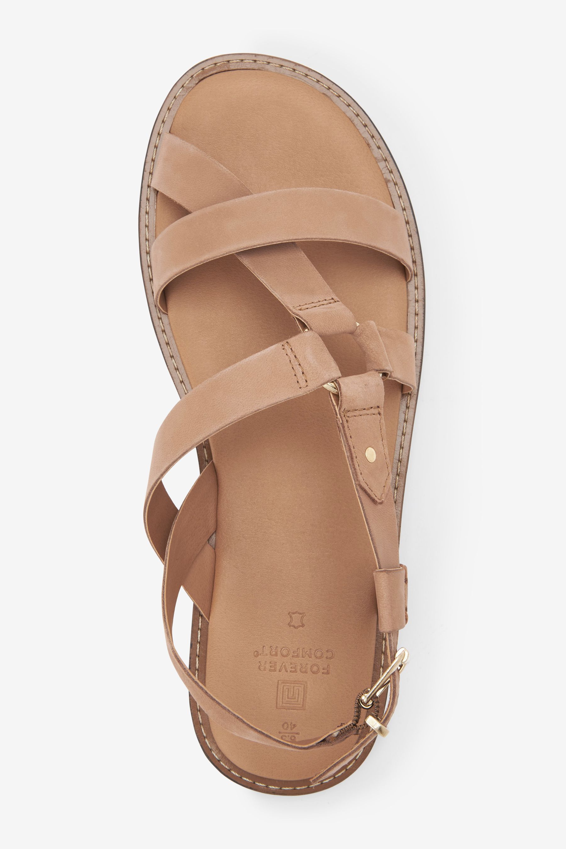Buy Tan Brown Forever Comfort Leather Asymmetrical Flat Sandals from Next Austria