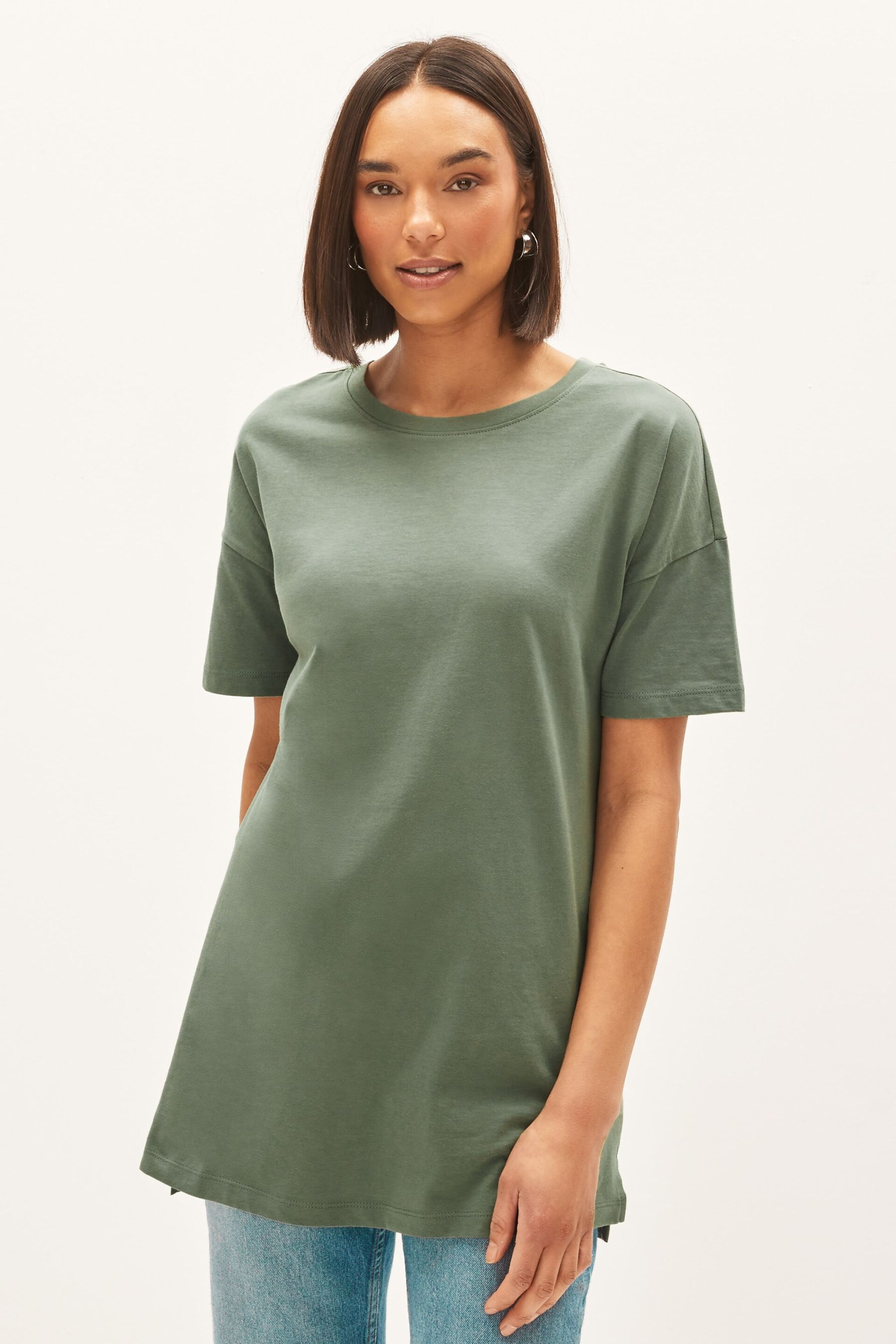Khaki Green Oversized T-Shirt - Image 1 of 4