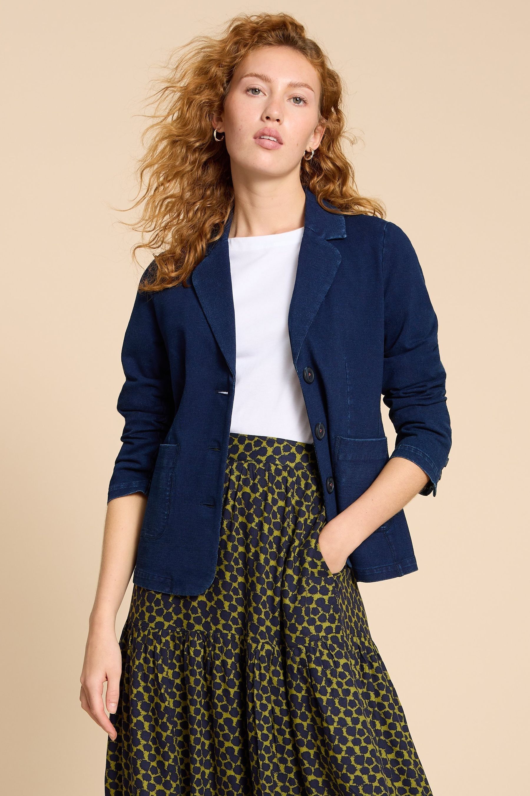 White jersey blazer on sale