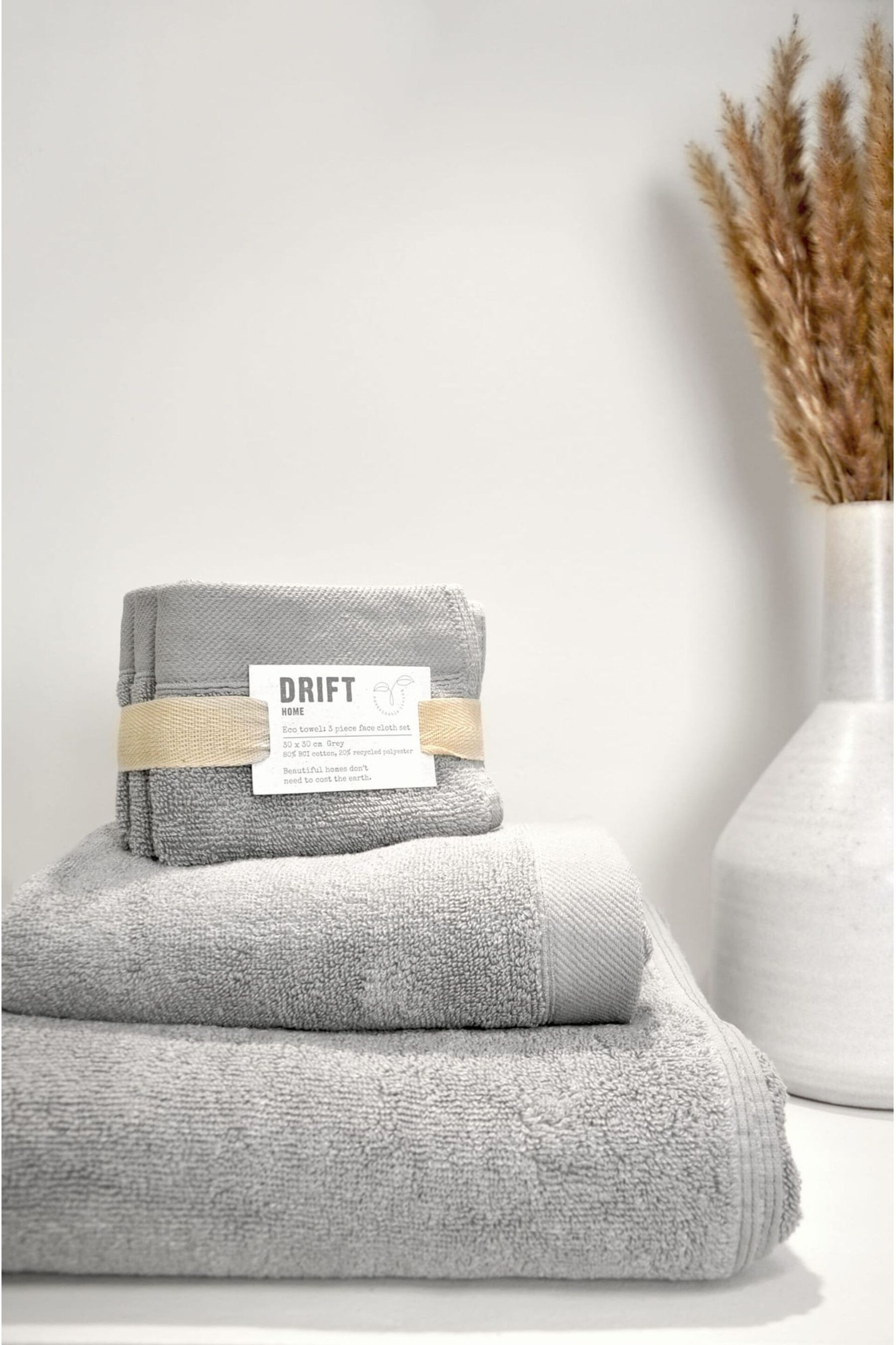 Drift Home Grey Abode Eco Towel - Image 6 of 6