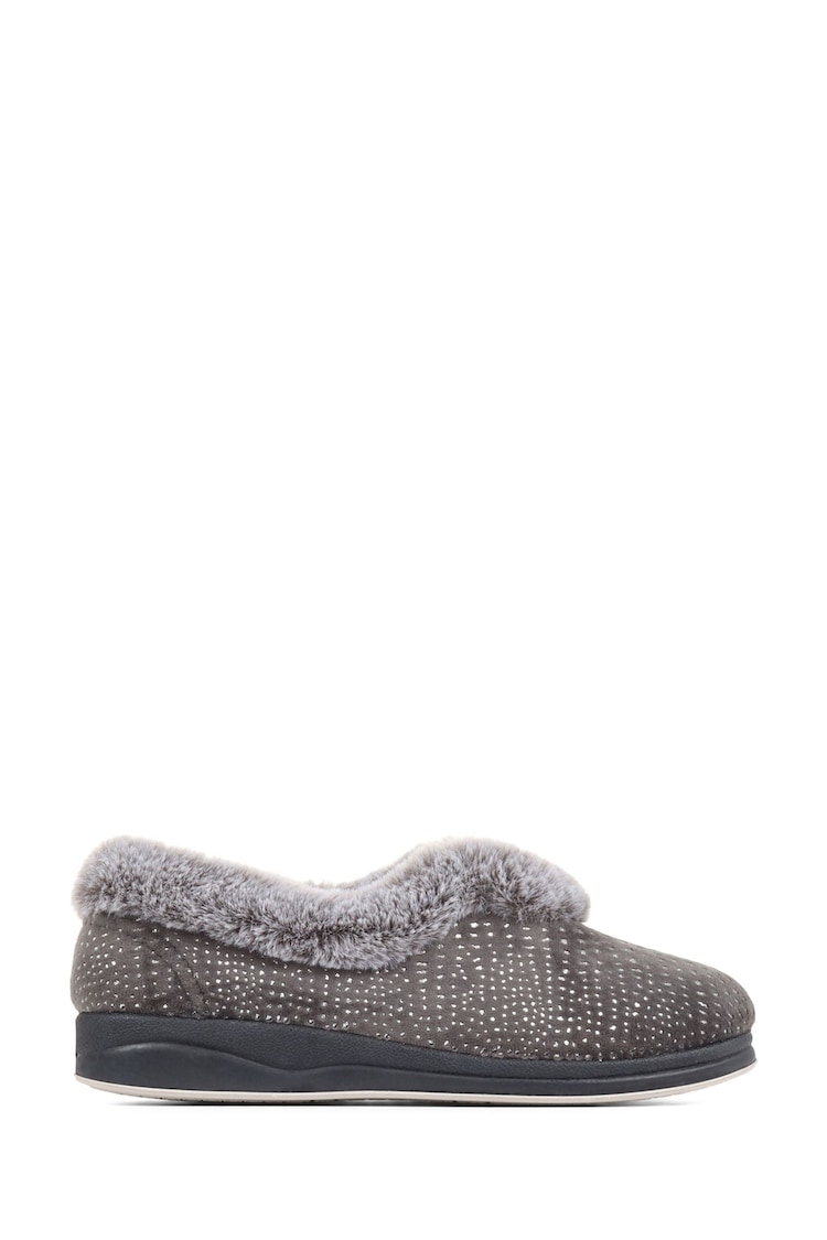 Pavers Grey/Black Pavers Grey Wide Fit Full Slippers - Image 1 of 5