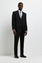 River Island Black Slim Twill Suit: Trousers - Image 4 of 4