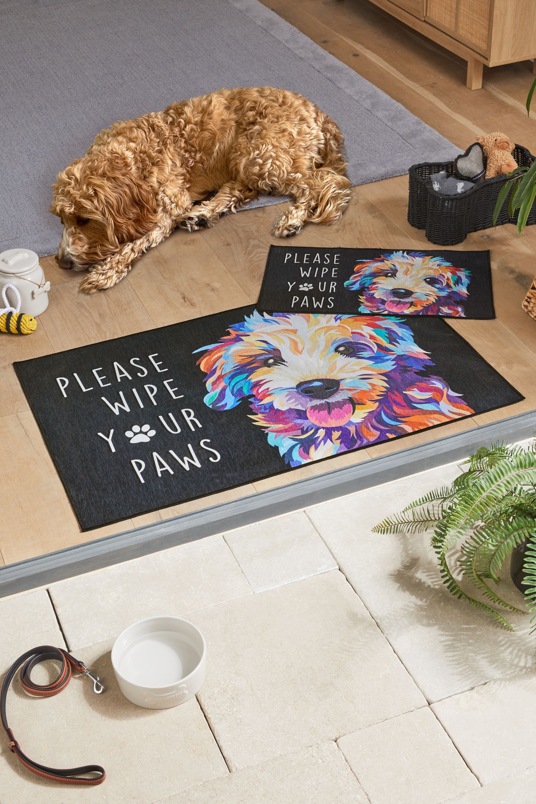 Navy Bright Washable Cockapoo Dog Doormat