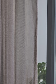 Grey Linen Look Voile Slot Top Sheer Panel Curtain - Image 3 of 5