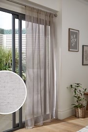 Natural Linen Look Voile Slot Top Sheer Panel Curtain - Image 1 of 5