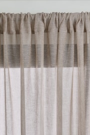 Natural Linen Look Voile Slot Top Sheer Panel Curtain - Image 1 of 4