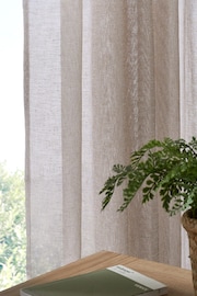 Natural Linen Look Voile Slot Top Sheer Panel Curtain - Image 2 of 4