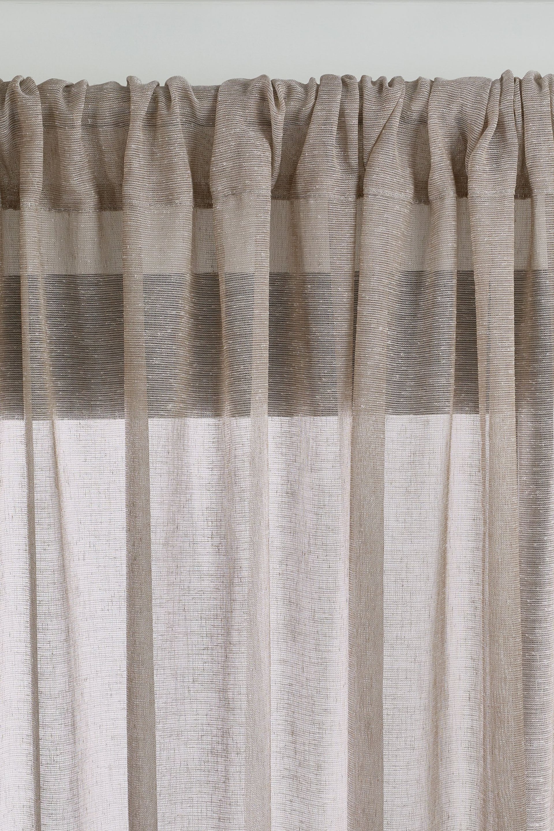 Natural Linen Look Voile Slot Top Sheer Panel Curtain - Image 3 of 4