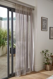 Natural Linen Look Voile Slot Top Sheer Panel Curtain - Image 4 of 4