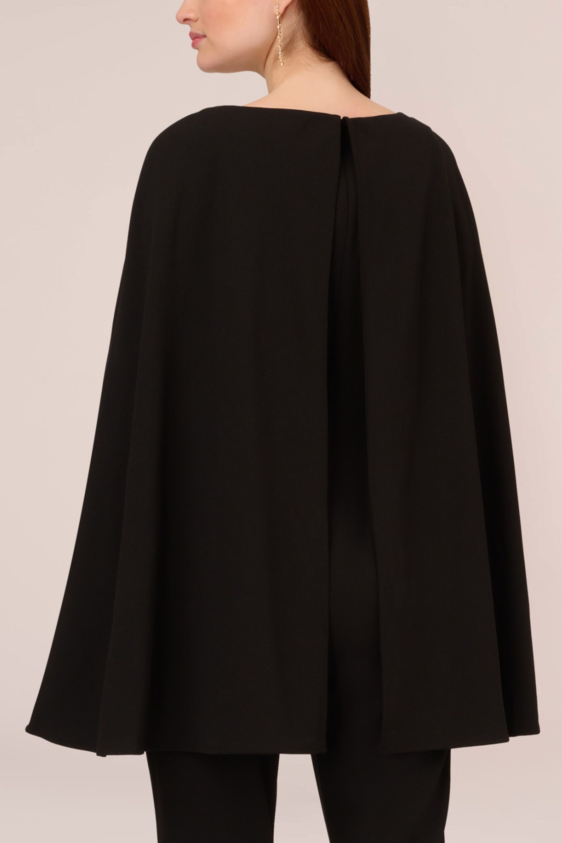 Adrianna Papell Knit Crepe Cape Jumpsuit - Image 5 of 6