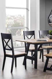 Julian Bowen Black Hockley Wood 6 Seater Dining Table and Chairs/Bench Set - Image 1 of 4