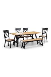 Julian Bowen Black Hockley Wood 6 Seater Dining Table and Chairs/Bench Set - Image 2 of 4