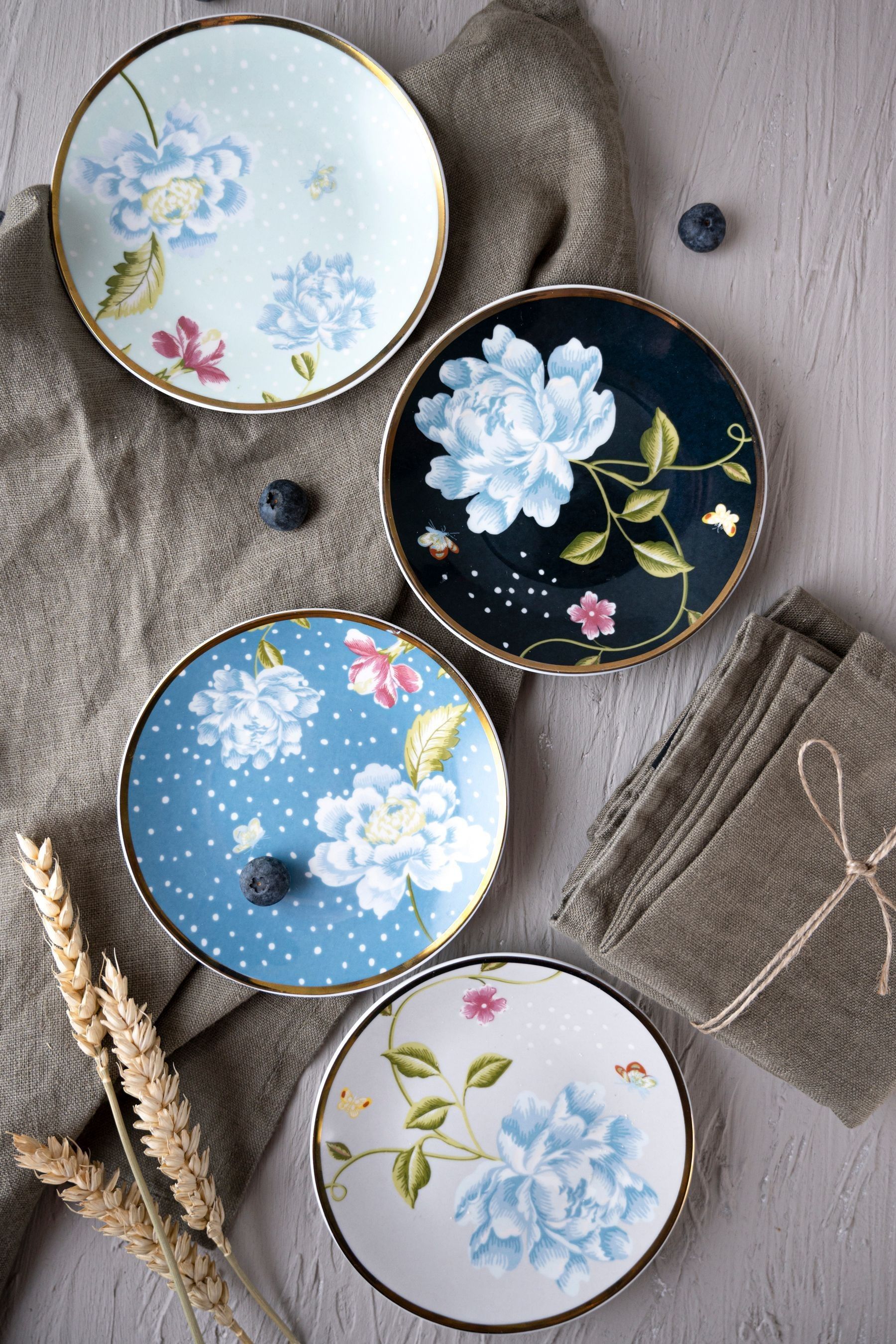 Buy Laura Ashley Set of 4 Blue petit four plates Heritage Collectables from the Next UK online shop