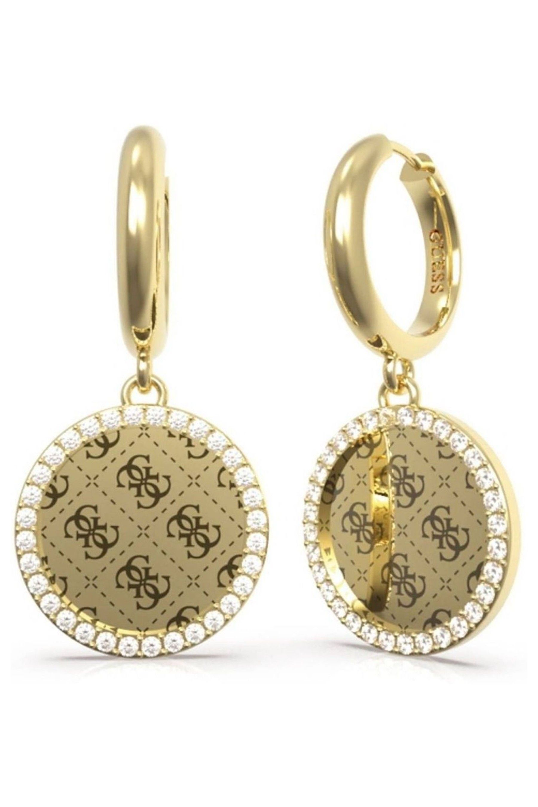 Buy Guess Jewellery Ladies Gold Tone Round Harmony Earrings from the Next UK online shop