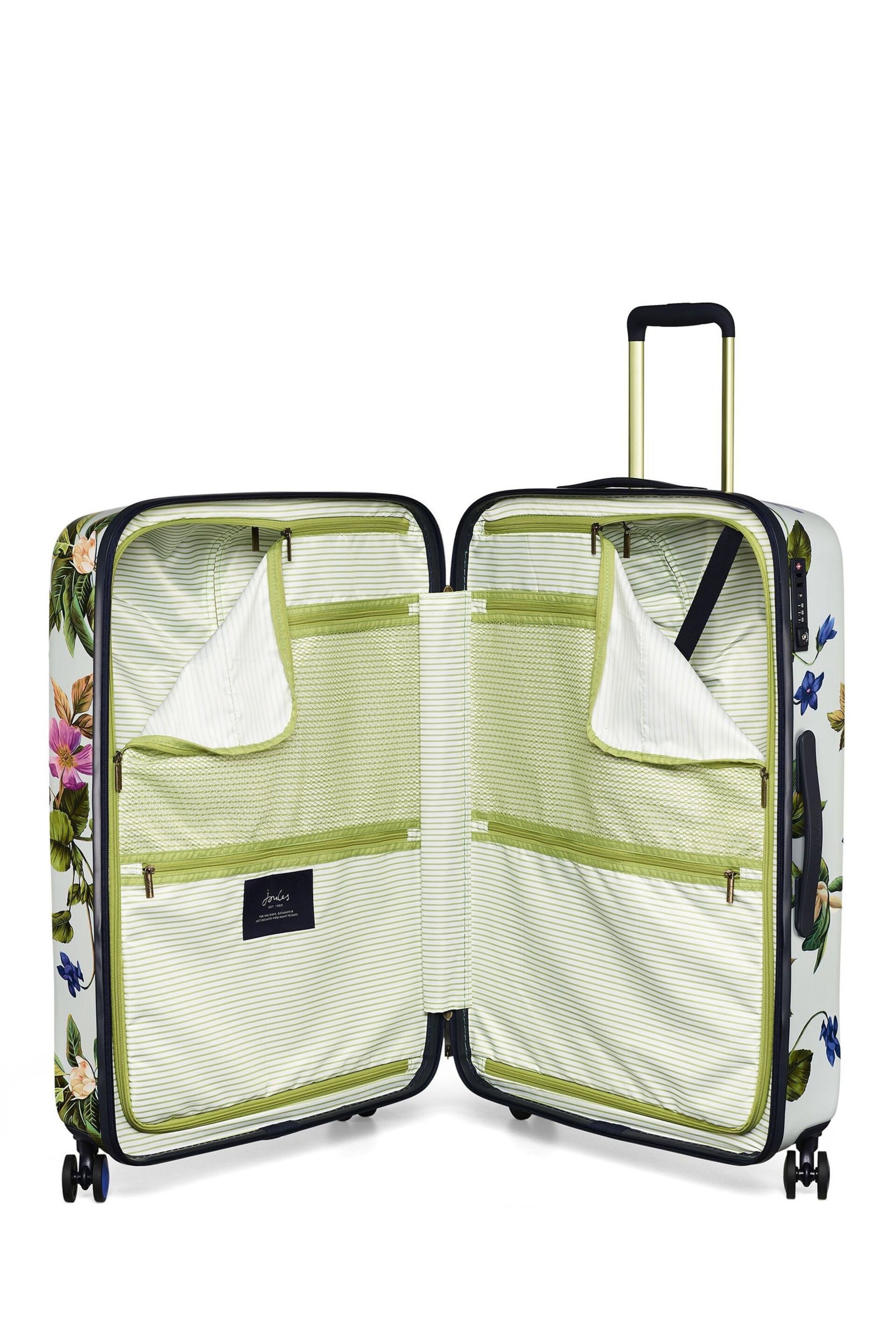 Joules Silver Large Silver Spring Wood Botanical Suitcase - Image 2 of 2