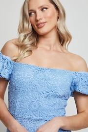Chi Chi London Blue Bardot Premium Lace Peplum Midi Dress - Image 4 of 4