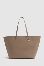 Reiss Taupe Dena Leather Tote Bag - Image 1 of 5