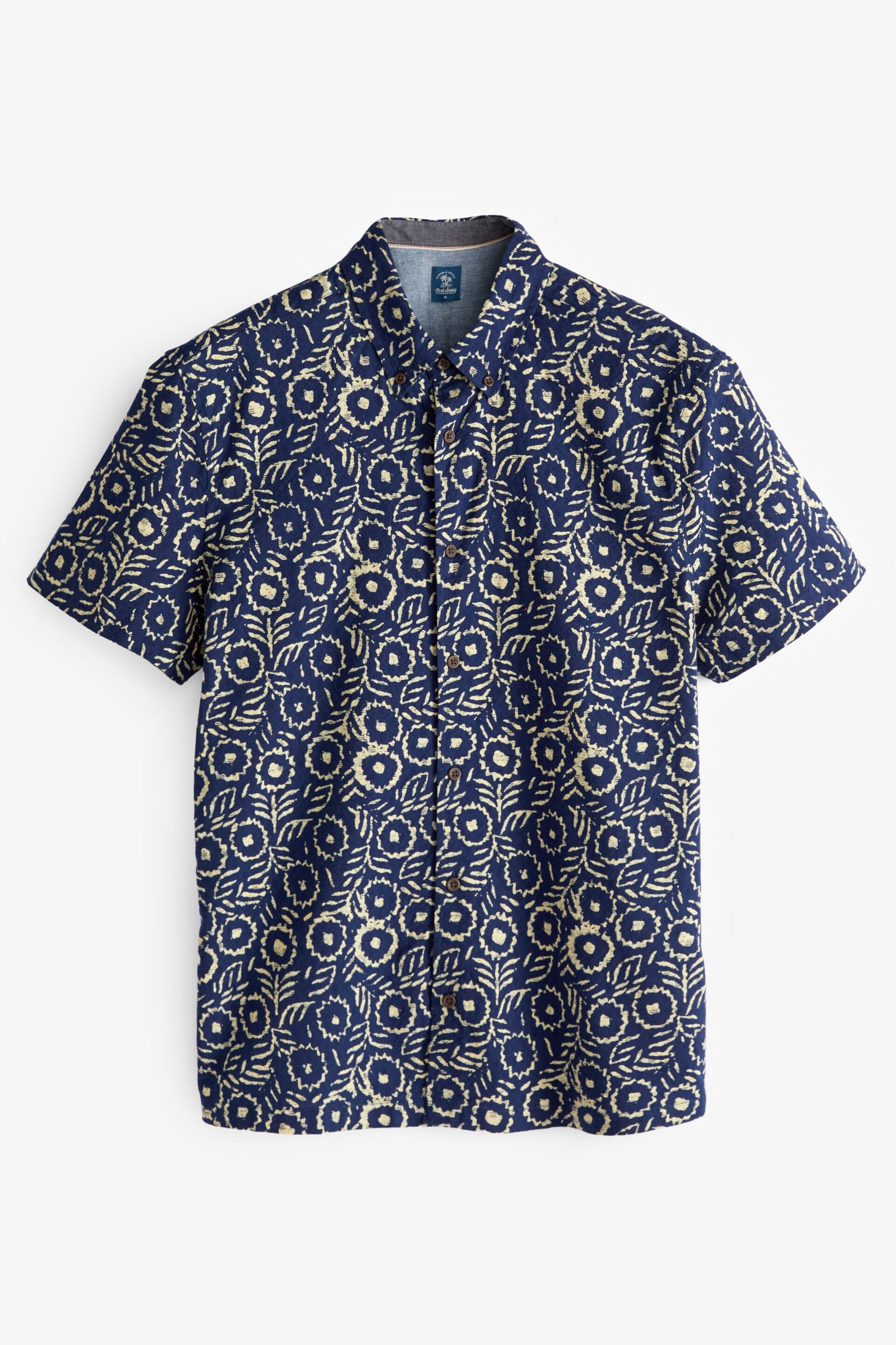 Navy Blue Geo Printed Short Sleeve Shirt - Image 5 of 7