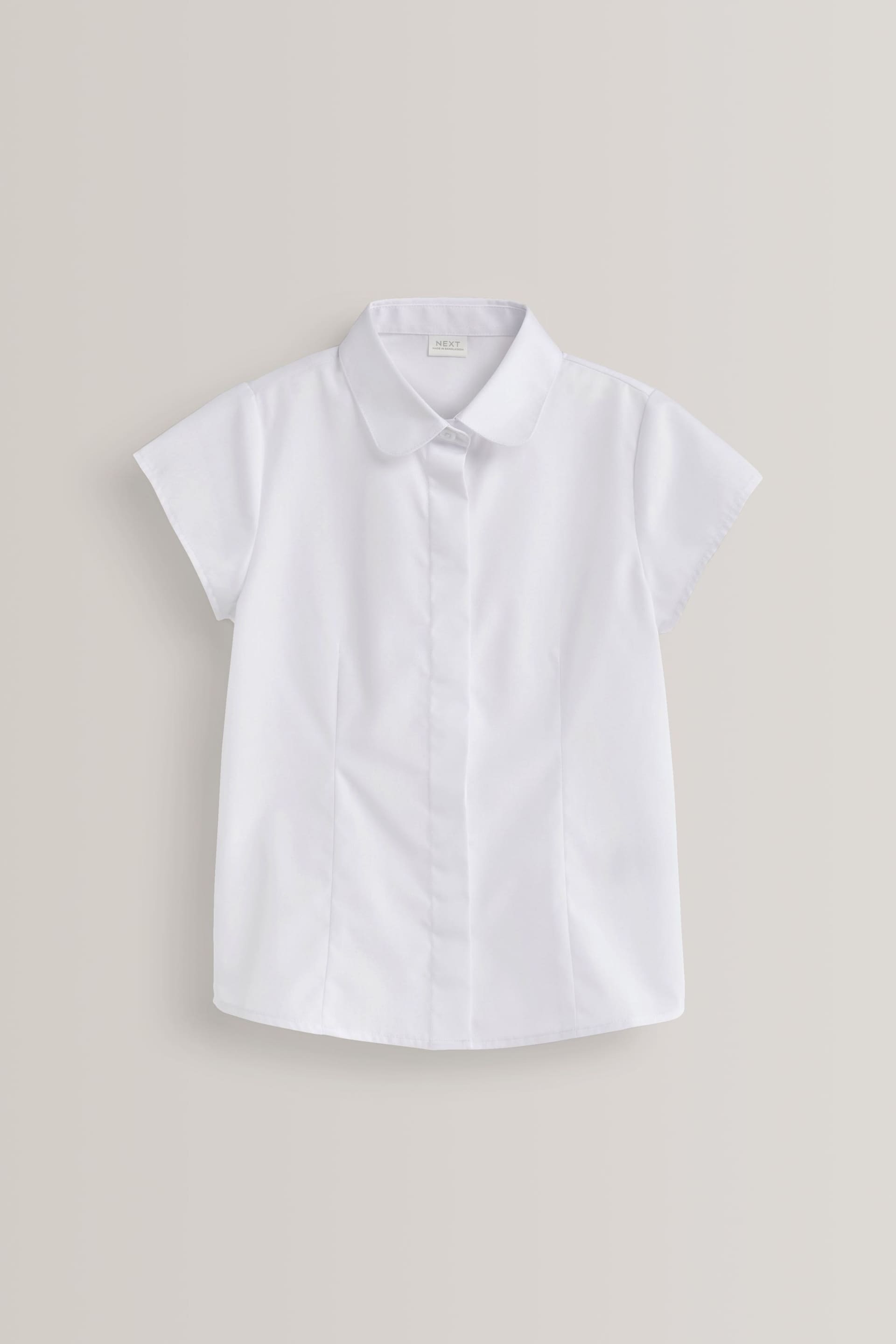 White 5 Pack Short Sleeve Fitted School Shirts (3-17yrs) - Image 2 of 3