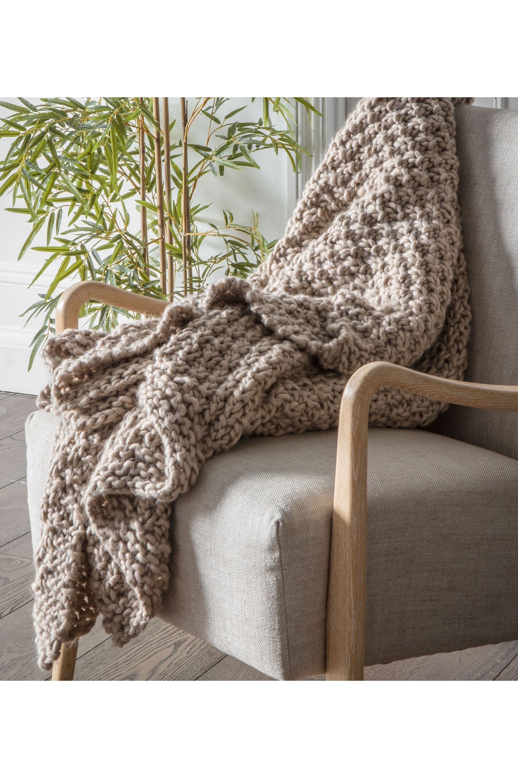 Natural knitted throw online