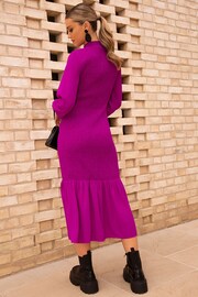 Chi Chi London Purple Long Sleeve Shirred Maxi Dress - Image 2 of 5