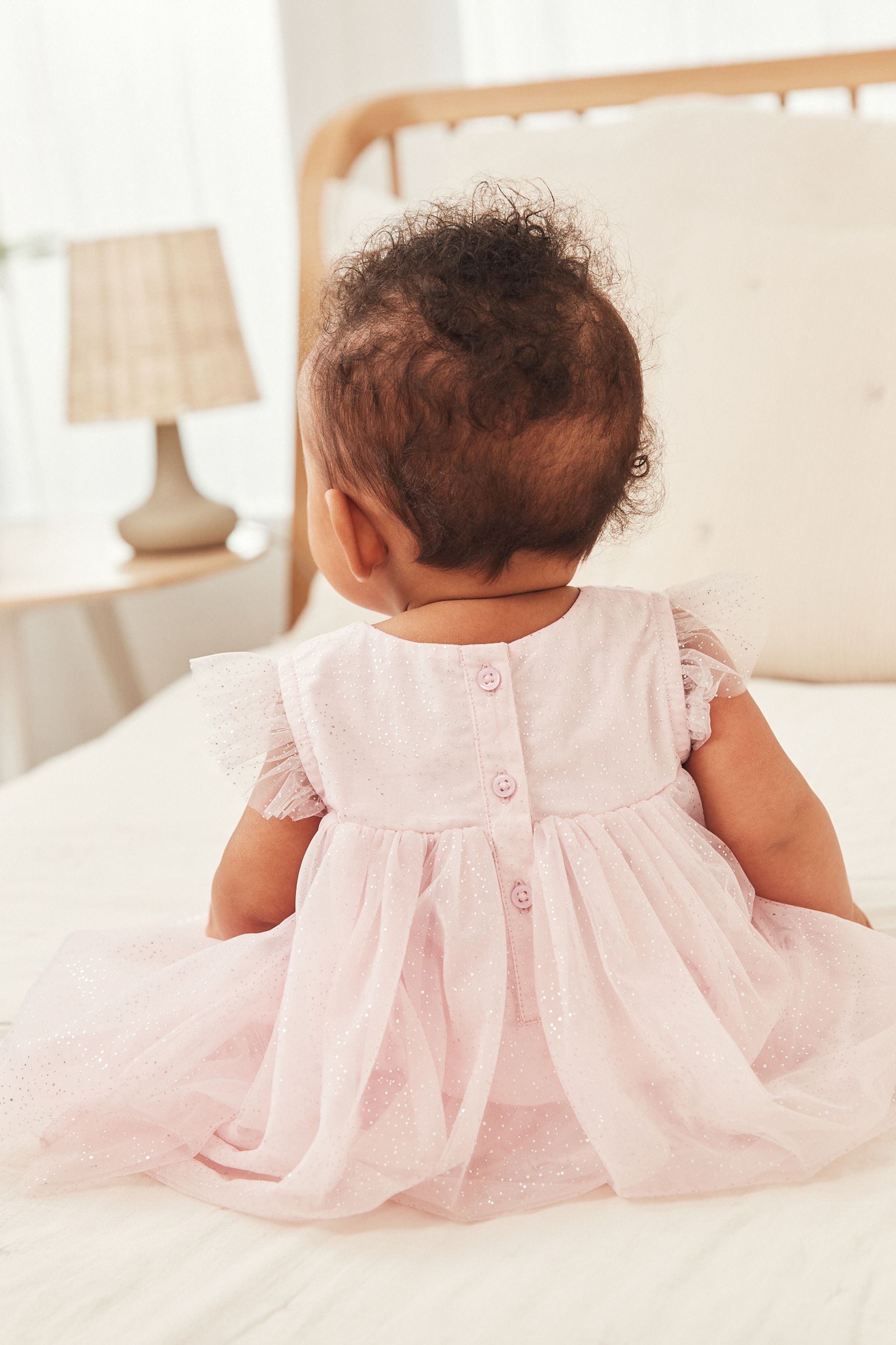 Buy Pale Pink Baby Occasion Embroidered Sparkle Mesh Dress 0mths 2yrs from Next Luxembourg