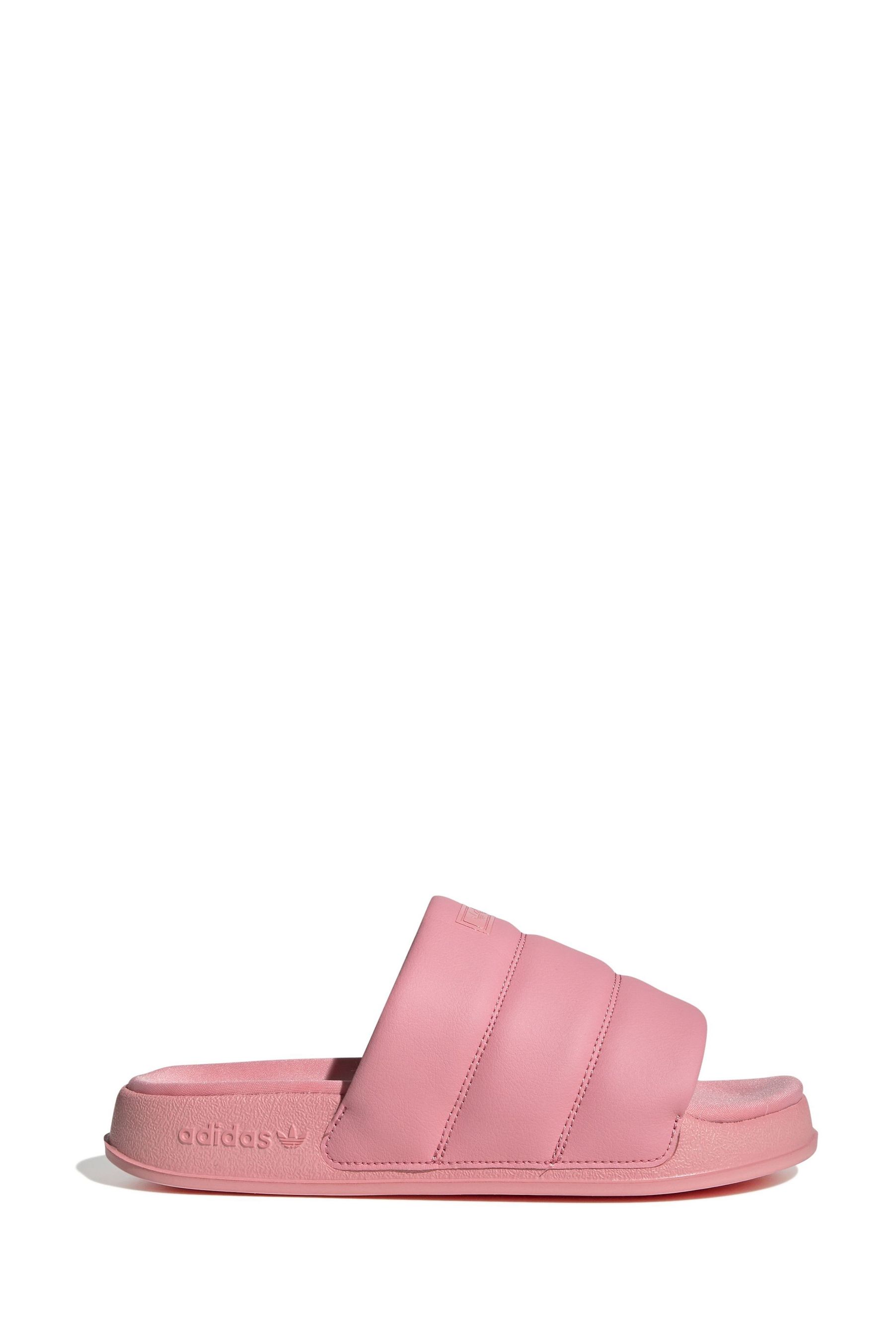 Pink and white adidas sliders shop