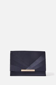 Accessorize Blue Satin Fold Over Clutch Bag - Image 1 of 3