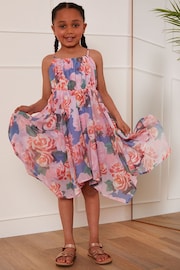 Chi Chi London Pink Cami Floral Hanky Hem Girls Midi Dress - Image 3 of 5
