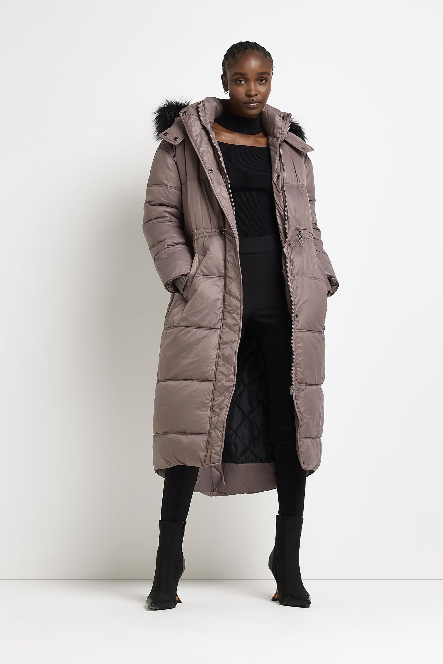 River island grey puffer coat sales