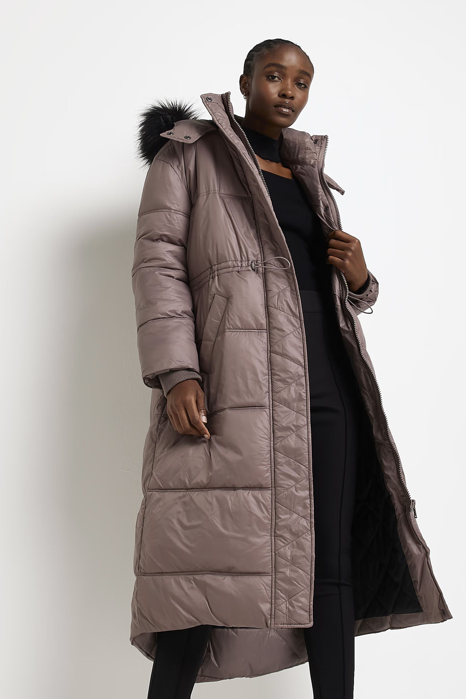 Buy River Island Dark Grey Swamp Puffer Jacket from Next Luxembourg