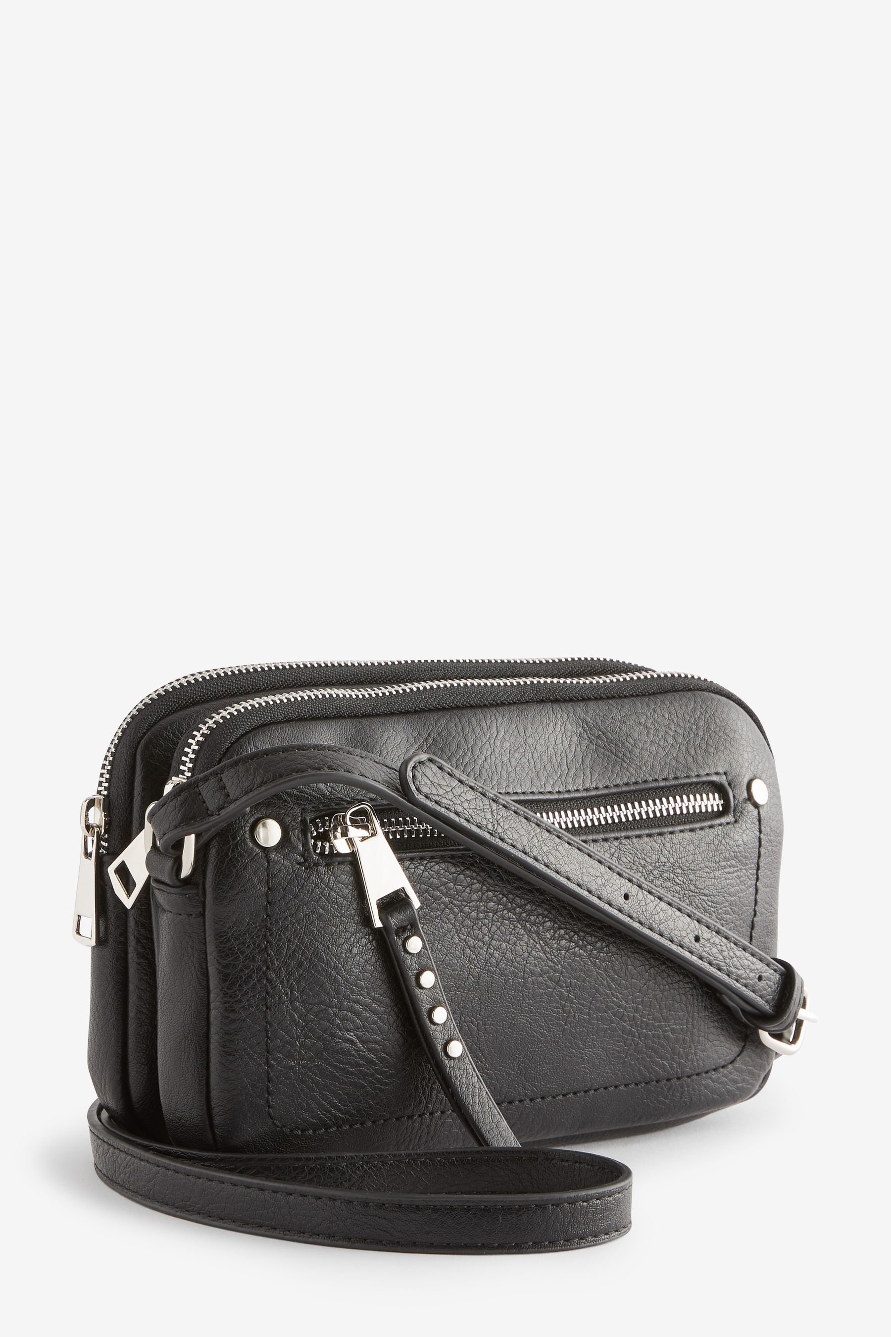 NEXT Black Utility Stud Cross Body Bag one Womens