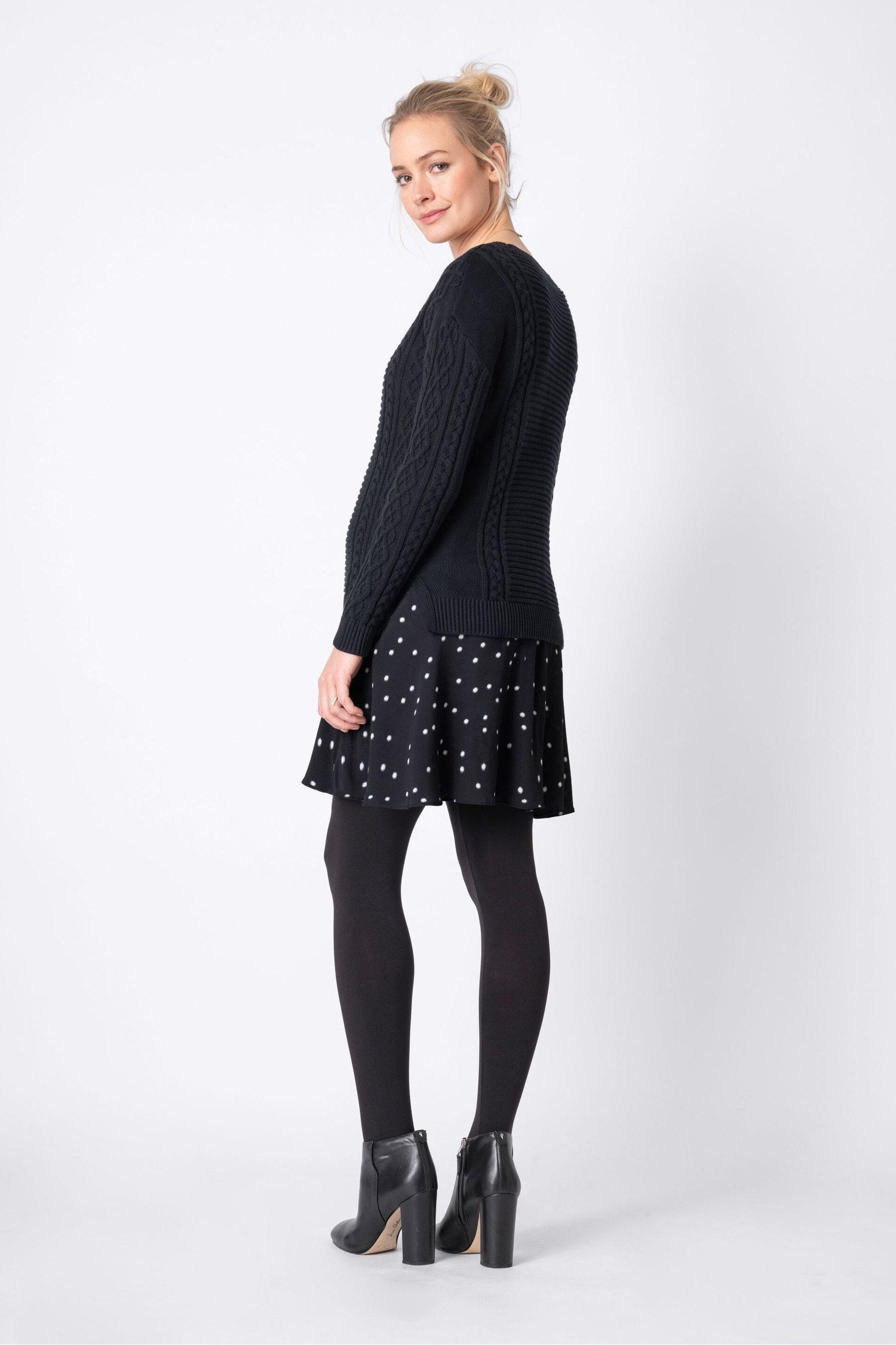 Seraphine Boxy Black Maternity And Nursing  Jumper With Frill Hem - Image 2 of 5