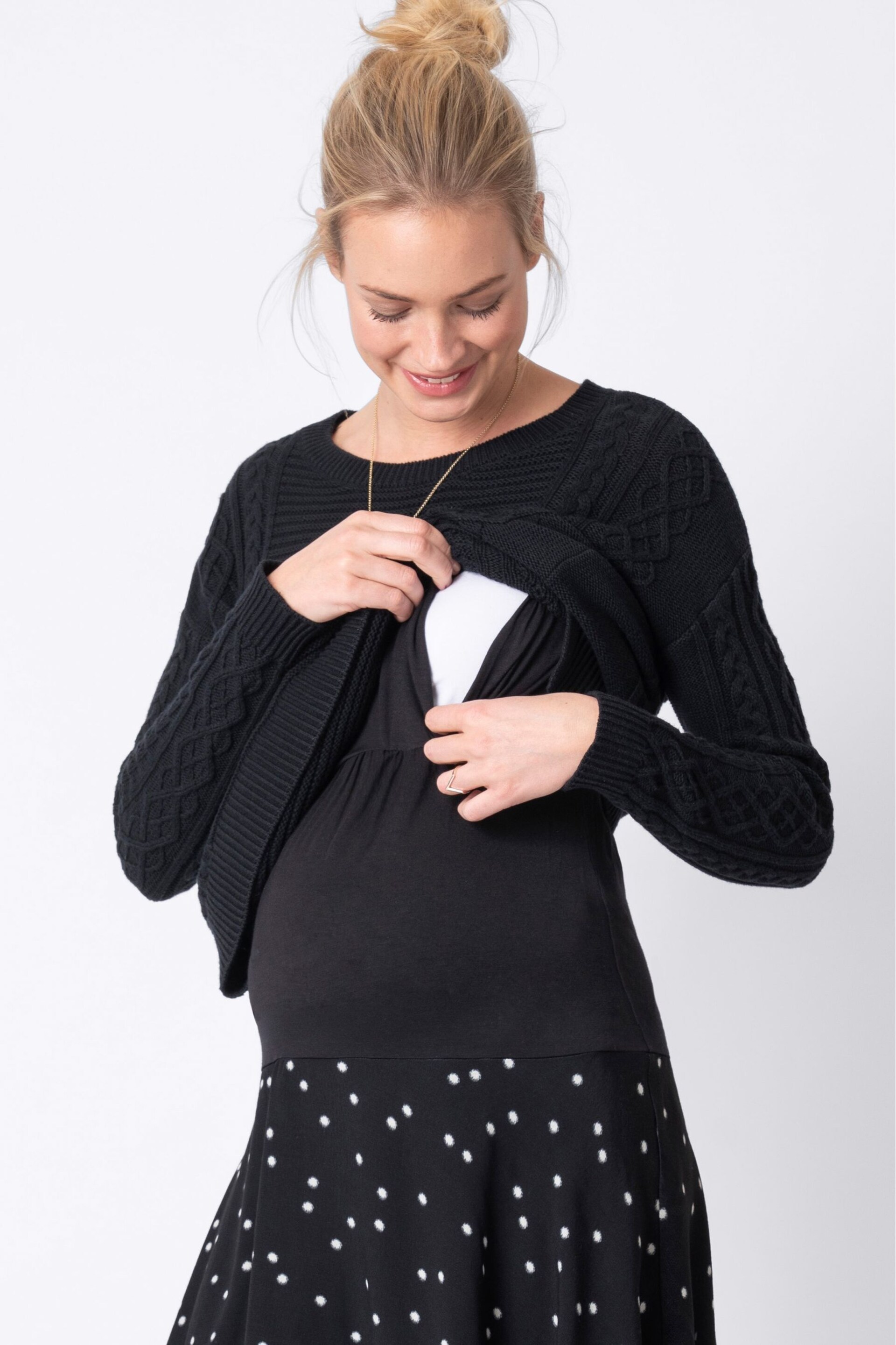 Seraphine Boxy Black Maternity And Nursing  Jumper With Frill Hem - Image 5 of 5