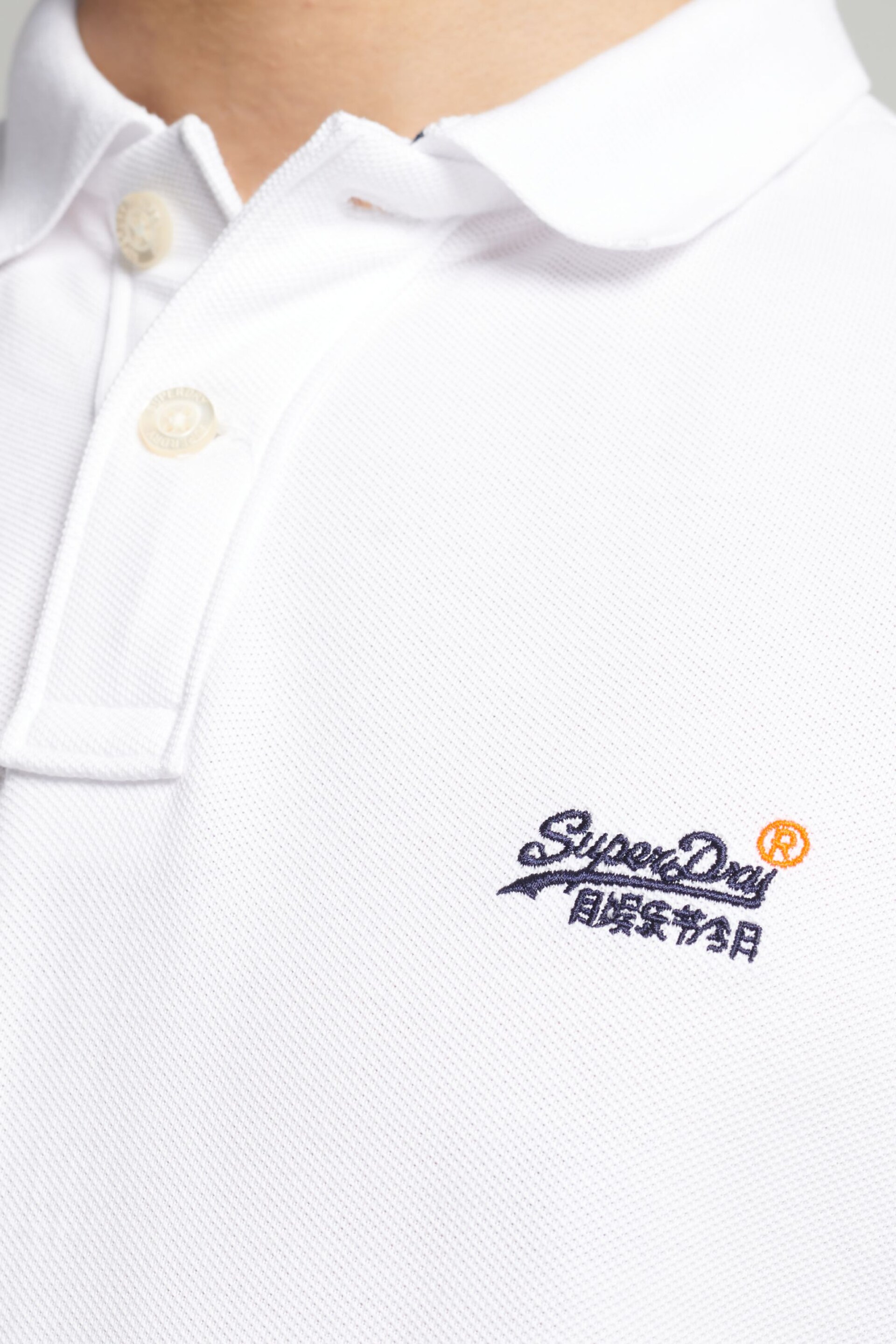 Superdry White Organic Cotton Classic Pique Polo Shirt - Image 3 of 3