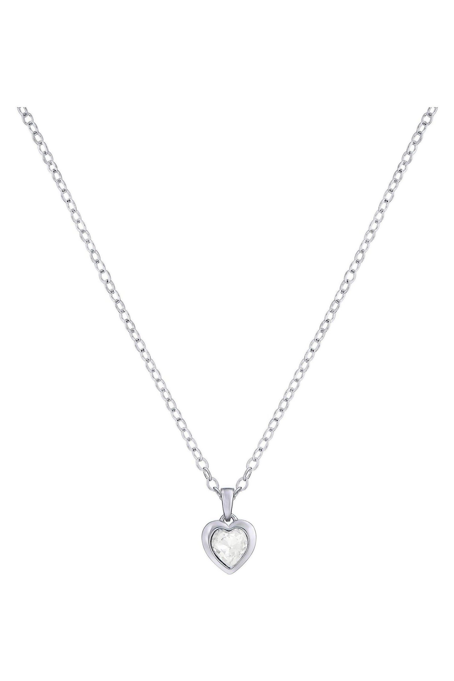 Ted Baker Hannela Crystal Heart Pendant Necklace Silver Crystal