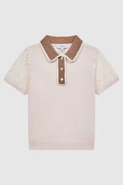 Reiss Pink Eliza Junior Lace Back Polo - Image 2 of 6
