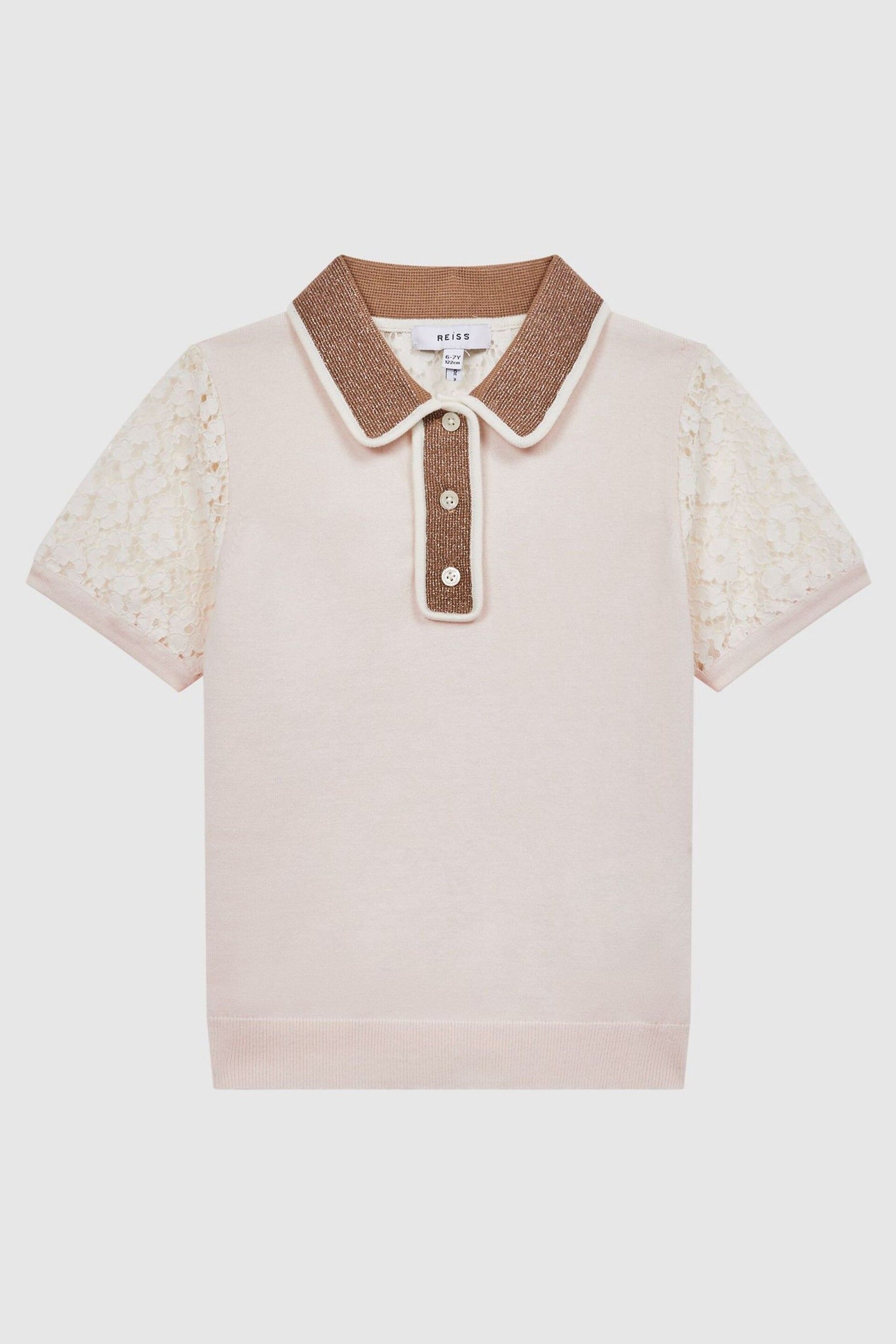 Reiss Pink Eliza Junior Lace Back Polo - Image 2 of 6